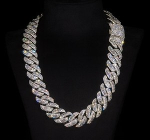 Luxury Iced Out 925 Silver Moissanite <b>Statement</b> <b>Necklace</b> Round Brilliant Cut Pave Setting Link Chain Unisex Party Wear Chain - Product Image 1
