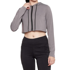 Sudadera Corta con Capucha para Mujer, Estilo Casual Urbano, Manga Larga, Tela Suave, Capucha Ajustable, Cómoda para Correr y Hacer Ejercicio - Product Image 4