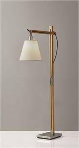 Adjustable Height Modern Wood Floor Lamp White Fabric Shade LED Warm White <b>Light</b> E26/E27 Base Indoor Hotel <b>Lounge</b> Task Lighting - Product Image 4