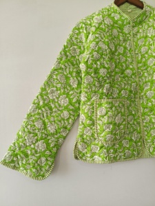 Veste en coton matelassée réversible à motifs floraux, imprimée à la main, style bohème avec lurex, pour l'hiver et l'été - Product Image 3
