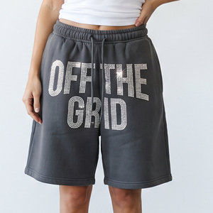 <b>Women's</b> Baggy <b>Board</b> <b>Shorts</b> 100% Polyester Fleece Drawstring Knee Length Eco-Friendly Breathable Custom Printed Rhinestone Sport - Product Image 1