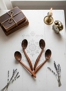 Cuillère à thé en bois faite à la main, cuillère doseuse en bois naturel pour café et sucre, finition polie - Product Image 3