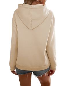 Sudadera con capucha holgada informal Beige para mujer, sudadera de manga larga para otoño e invierno, Tops gruesos simples con diseño estampado bordado, 2025 - Product Image 3