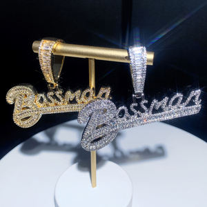 Super Bling Hip Hop Unisex 925 Sterling <b>Silver</b> Micro Paved VVS Moissanite Iced Drip Mask Charm <b>Initial</b> Letter <b>Pendant</b> - Product Image 3