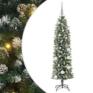 Árbol de Navidad Artificial Delgado Verde y Blanco de 59.06 Pulgadas - Product Image 2