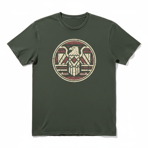 Camiseta de Manga Corta para Hombre, Color Verde Oscuro, con Estampado Frontal, Corte Holgado, Cuello Redondo, Estilo Urbano, 100% Algodón Jersey, Anti-Pilling - Product Image 1