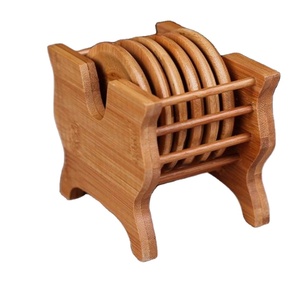 Posavasos Redondo de Madera de Diseño Antiguo con Soporte para Utensilios de Cocina, Mesa de Comedor, Tapetes y Almohadillas para Servir Té y Café - Product Image 1