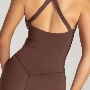 Leggings elásticos de color marrón para mujer de alta calidad, personalizados, en venta. Leggings de yoga para mujer, pantalones ajustados de yoga para mujer. - Product Image 4