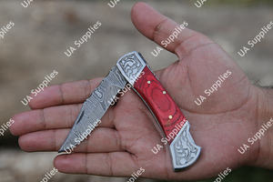 Cuchillo Plegable de Acero de Damasco de Grado Industrial, Afilado como una Navaja, de Alta Calidad, para Camping, Bricolaje, Uso Diario, Personalizable, OEM, con Madera Pakka - Product Image 3