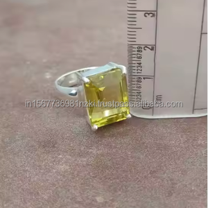 Venta caliente 925 Plata de Ley Limón Anillo de cuarzo Cojín Corte Cuarzo amarillo Anillo de bodas minimalista Regalo perfecto para ella - Product Image 4