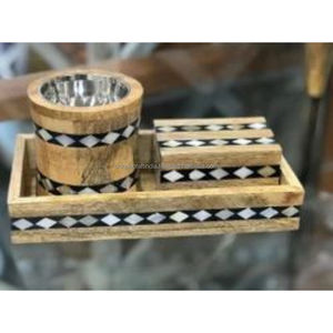 Ensemble brûleur à bakhoor artisanal en nacre jaune avec plateau, boîte à encens et finition décorative florale de luxe - Product Image 6