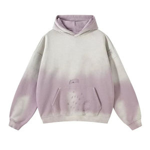 Sweat à capuche vintage gris 500 GSM épais délavé à l'acide, en molleton bouclette vieilli, brodé 3D ODM, pour homme, coupe oversize, hiver - Product Image 4