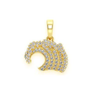 Cadeau d'anniversaire, bijoux de luxe, or 14 carats, design personnalisé, pendentif en pierre naturelle, vague océanique, pendentif unisexe - Product Image 1