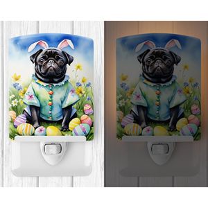 Compact UL-Certified Ceramic Night Light New Pug <b>Easter</b> <b>Egg</b> <b>Hunt</b> 6x4x3 Multicolor for Bedroom Bathroom Nursery Hallway Kitchen - Product Image 2