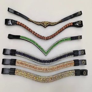 Banda para cejas de doma ostentosa de cuero genuino con producto de caballo de cristal natural Artículo de venta favorito de los exportadores - Product Image 2