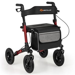 Deambulatore Pieghevole con Ruote da 9 Pollici per Ogni Terreno, Capacità 139 kg, 7 Livelli di Altezza (Telaio in Alluminio 32,1-38,2 Pollici), Sedile Largo Regolabile in Altezza - Product Image 2