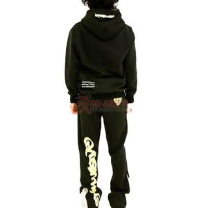 100% nouveau coton personnalisé survêtements hommes deux pièces surdimensionné à capuche survêtement français éponge pour bouffée impression respirant hiver ensemble - Product Image 5