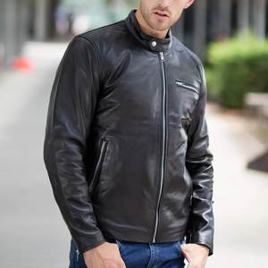 Vestes en cuir vintage pour hommes, noires, avec poche poitrine, logo personnalisé, vente en gros, haute qualité, pour l'hiver. - Product Image 4