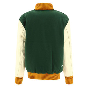 Fashionable Casual Men's Varsity Winter Jacket Stand Collar Front Logo Long Sleeves Relaxed Fit Windproof Breathable Cotton <b>Wool</b> - Product Image 2