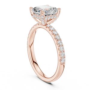 Anillo de compromiso clásico de diamante cultivado en laboratorio con corte Asscher de oro rosa real de 14K de alta calidad, certificado por GRA, al precio más bajo. - Product Image 3