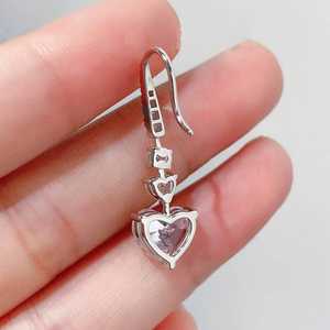 Romantic 1CT Heart And Round Cut Moissanite Drop <b>Earrings</b> with 925 Silver Fine Proposal Jewelry Engagement for Women's Gift - Product Image 6