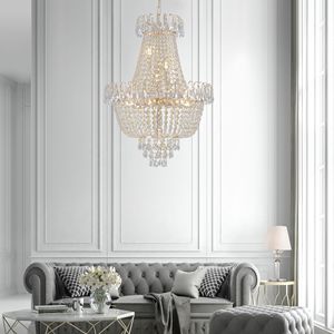 Grandi Lampadari Contemporanei di Lusso in Cristallo Dorato W1340P143189 per Soggiorno, Sala da Pranzo, Camera da Letto - Lampade a Sospensione - Product Image 2