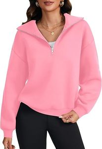 Sweat-shirts décontractés pour femmes à col en V, manches longues, demi-zip et épaules tombantes - Product Image 2