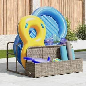 Produit en acier thermolaqué gris clair avec rangement flottant pour piscine en rotin PE - Product Image 3