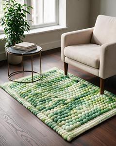 Tapis en laine tissé à la main, texture galet vert moderne, vente en gros pour salon, hôtel, décoration intérieure - Product Image 1