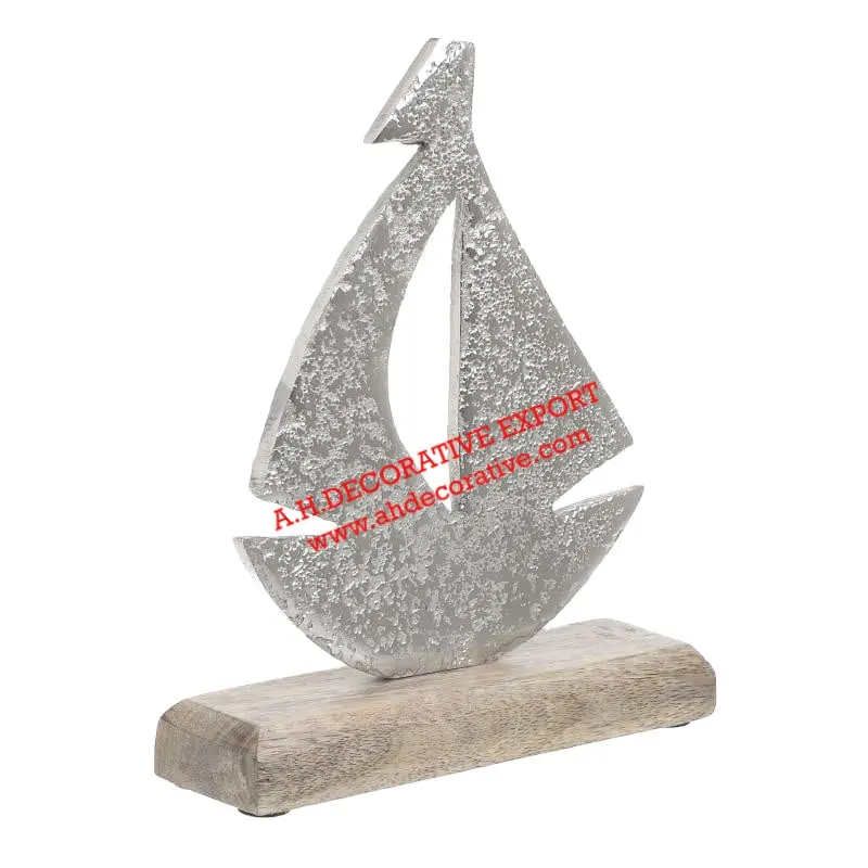 Металлическая скульптура в форме лодки Серебряная отделка для стола уникальная абстрактная скульптура для украшения интерьера Современная лодка