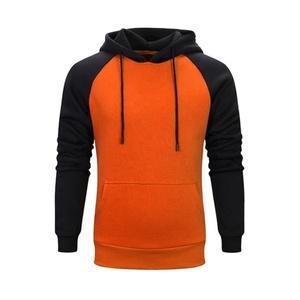 <b>Men's</b> <b>Orange</b> Black Raglan Hooded <b>Sweatshirt</b> Pullover Casual Hoodie Kangaroo Pocket Cotton Blend OEM ODM - Product Image 3