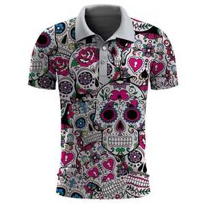Men's Casual <b>Gothic</b> Skulls Pattern Short Sleeve for <b>Shirt</b> Digital Printed 100% Cotton Knitted Fabric Breathable Regular Fit - Product Image 4