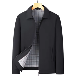 2025 Turn-down Collar Mens Reversible Turn Down Collar Jacket Single Breasted Casual Windproof Spring Autumn <b>Lightweight</b> <b>Coat</b> - Product Image 5