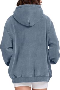 Sweat-shirt à capuche oversize pour femme en molleton uni, coton vierge, pull hiver streetwear, écoresponsable, poches respirantes - Product Image 4