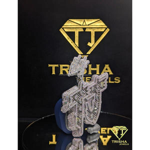 จี้เพชรโมอิสซาไนต์รูปตัวอักษร "TJ" สุดหรู พร้อมกรอบเงินแท้ 925 เครื่องประดับฮิปฮอปสุดหรู - Product Image 2