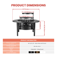 Table de barbecue d'extérieur en gros avec foyer et gril à charbon rond à 2 niveaux réglables pour la cuisson sur patio FP006