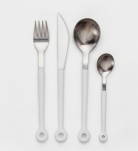 Minimalist Flatware Set With <b>Plastic</b> Handles High <b>Mirror</b> Polish Dishwasher Safe For Catering Use And Kitchen Use - Product Image 1