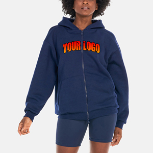 Heavy 355GSM Custom Women's Oversize Fleece Hoodie High Quality <b>Zipper</b> <b>Sweatshirt</b> Top for Winter Crop Hoodie - Product Image 1