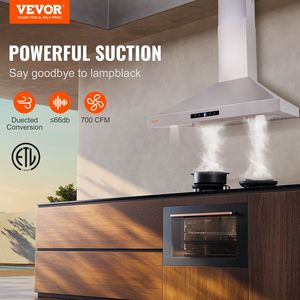 Tappa a parete da 30 pollici canalina per camino in stile stufe da cucina con filtro permanente in acciaio inossidabile Ventola di scarico a 3 velocità 2 - Product Image 2