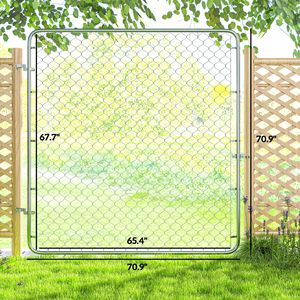 Puerta de Jardín de Acero Galvanizado de 70.9 x 70.9 Pulgadas Valla de Eslabones de Cadena Plateada: Entrada Elegante para Patios - Product Image 3