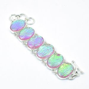 Bracelet en opale de feu rose ovale en argent sterling 925, bijoux faits à la main de style bohème, cadeau élégant - Product Image 4