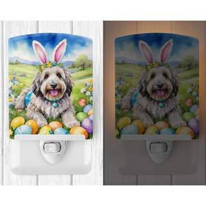 Certifié UL Nouveau Bergamasco Bergamasco Chasse aux oeufs de Pâques Veilleuse en céramique compacte 6x4x3 multicolore pour chambre à coucher salle de bain pépinière - Product Image 2