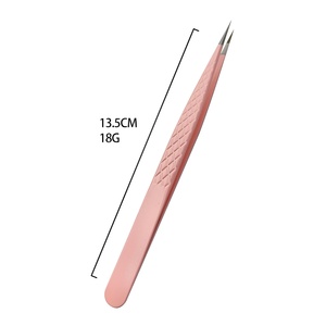 Ensemble de pinces de précision professionnelles en acier inoxydable rose, durables, antistatiques, avec poignée antidérapante pour extensions de cils, beauté fine - Product Image 2