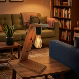 Handmade Wooden <b>Table</b> <b>Lamp</b> Modern Bedside <b>Lamp</b> Decorative Wood Desk Light Custom Size Custom Logo for Bedroom Living Home Decor - Product Image 1