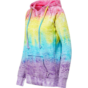 <b>Rainbow</b> Tie Dye Womens Pullover <b>Hoodie</b> Gradient Colorful Drawstring Soft Casual Festival Sweatshirt - Product Image 2