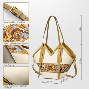 Sac à main de bureau pour femmes de qualité supérieure en forme de couronne, sac fourre-tout structuré en cuir véritable, design élégant, grand espace pour ordinateur portable et documents - Product Image 5