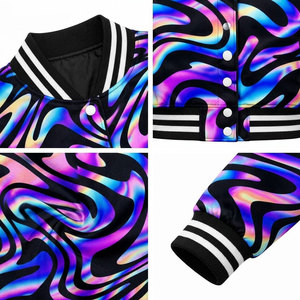 Veste bomber personnalisée à manches longues, col rabattu, coupe courte, pour femme, style décontracté printemps, en satin - Product Image 6