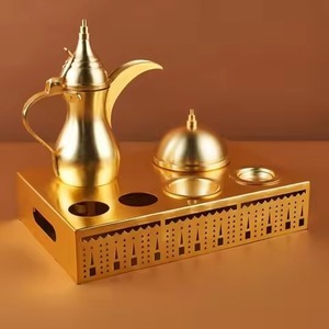 Ensemble de 3 pièces en acier inoxydable pour café arabe Dallah, finition miroir, pichet à boissons, trio pour la restauration, les événements et les buffets - Product Image 4