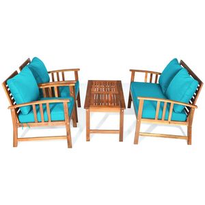 Set di 4 sedie da giardino in legno con cuscini - Product Image 4