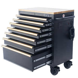 Wholesale OEM 7 Drawer <b>Rolling</b> <b>Tool</b> Cabinet with Wood Top Matte Black Powder Coated Steel for Garage Workshop Storage - Product Image 3
